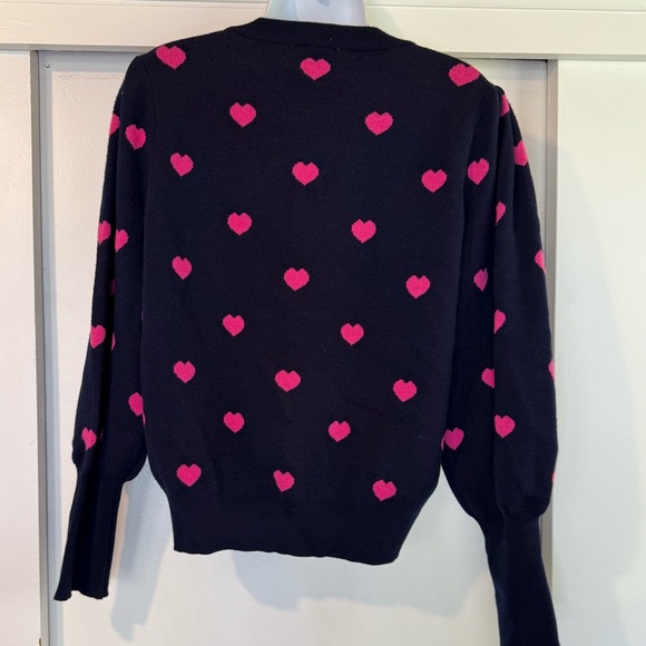 Nanette Lepore Navy & Pink Sweater with Pink Heart Design | EUC - Picture 5 of 7